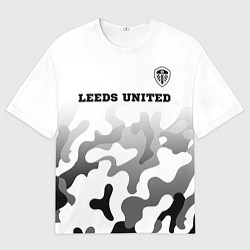Футболка оверсайз мужская Leeds United sport на светлом фоне: символ сверху, цвет: 3D-принт