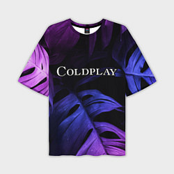 Футболка оверсайз мужская Coldplay neon monstera, цвет: 3D-принт