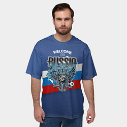 Футболка оверсайз мужская Wellcome to Russia: лента триколора, цвет: 3D-принт — фото 2