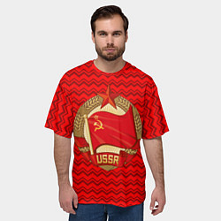 Футболка оверсайз мужская Флаг СССР серп и молот, цвет: 3D-принт — фото 2