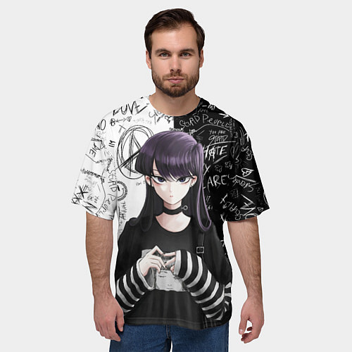 Мужская футболка оверсайз Коми сан гот - проблемы с общением / 3D-принт – фото 3