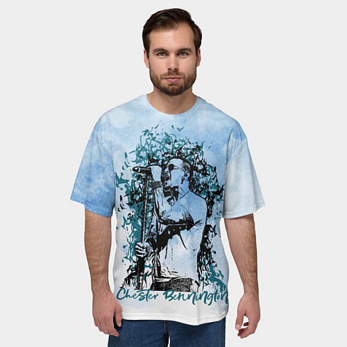 Мужская футболка оверсайз Chester Bennington! / 3D-принт – фото 3