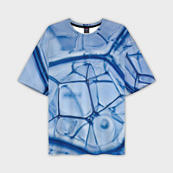 Мужская футболка оверсайз Абстрактная синяя ледяная броня