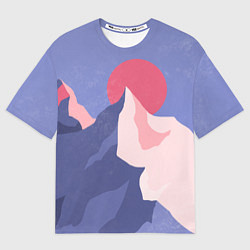 Футболка оверсайз мужская Пейзаж гор и леса в стиле ретро, цвет: 3D-принт