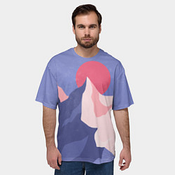 Футболка оверсайз мужская Пейзаж гор и леса в стиле ретро, цвет: 3D-принт — фото 2