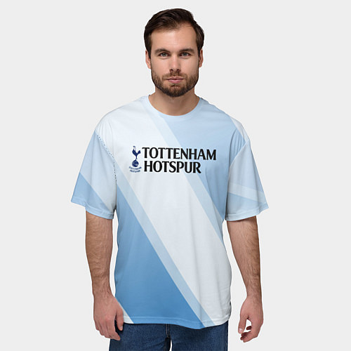 Мужская футболка оверсайз Tottenham hotspur Голубые полосы / 3D-принт – фото 3