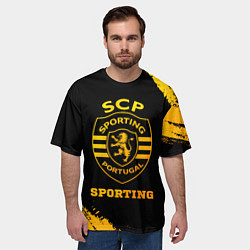 Футболка оверсайз мужская Sporting - gold gradient, цвет: 3D-принт — фото 2