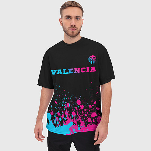 Мужская футболка оверсайз Valencia - neon gradient: символ сверху / 3D-принт – фото 3