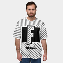Футболка оверсайз мужская Символ Fortnite на светлом фоне с полосами, цвет: 3D-принт — фото 2