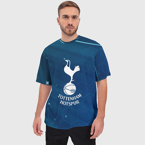 Мужская футболка оверсайз Tottenham hotspur Соты абстракция / 3D-принт – фото 3