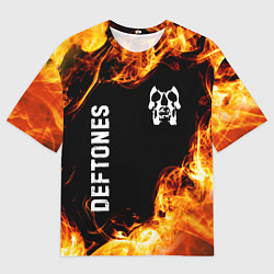 Футболка оверсайз мужская Deftones и пылающий огонь, цвет: 3D-принт
