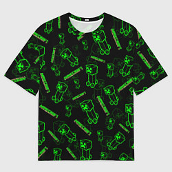 Футболка оверсайз мужская Minecraft - Creeper салатовый неон, цвет: 3D-принт