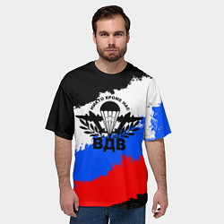 Футболка оверсайз мужская ВДВ - герб и триколор, цвет: 3D-принт — фото 2