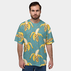 Футболка оверсайз мужская Леопардовый банан паттерн, цвет: 3D-принт — фото 2