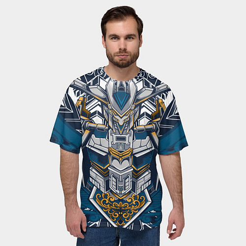Мужская футболка оверсайз Узорный робот / 3D-принт – фото 3