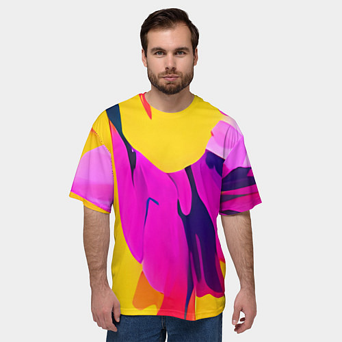 Мужская футболка оверсайз Яркие позитивные узоры / 3D-принт – фото 3