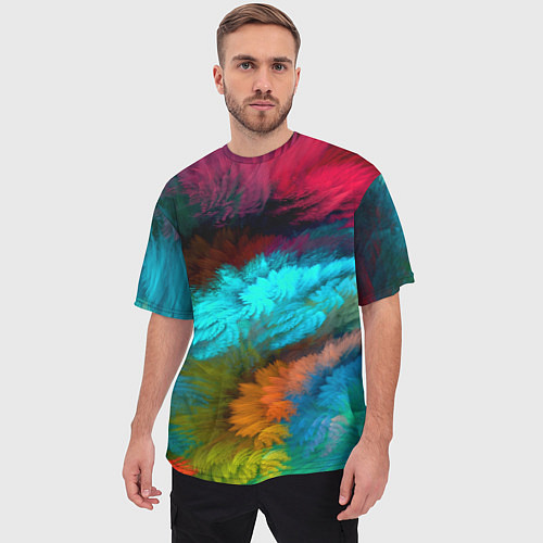 Мужская футболка оверсайз Colorful Explosion / 3D-принт – фото 3
