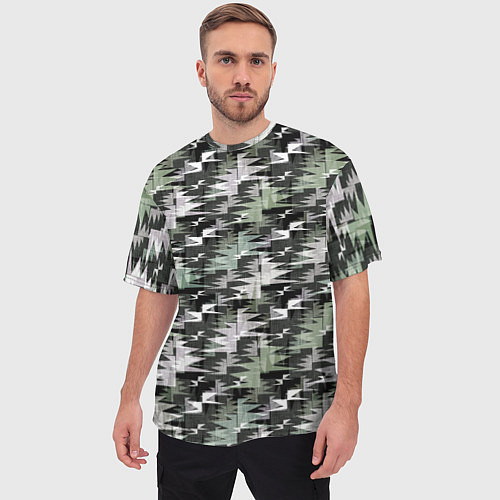 Мужская футболка оверсайз Абстрактный камуфляжный темный / 3D-принт – фото 3