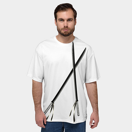 Мужская футболка оверсайз Katana - black death / 3D-принт – фото 3