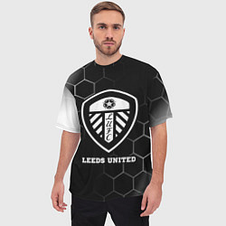 Футболка оверсайз мужская Leeds United sport на темном фоне, цвет: 3D-принт — фото 2