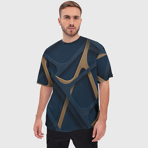 Мужская футболка оверсайз Абстрактный фон сетка / 3D-принт – фото 3