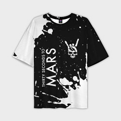 Мужская футболка оверсайз Thirty Seconds to Mars и рок символ на темном фоне