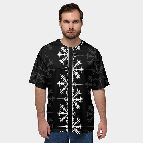 Мужская футболка оверсайз Скандинавский компас Вегвизир / 3D-принт – фото 3