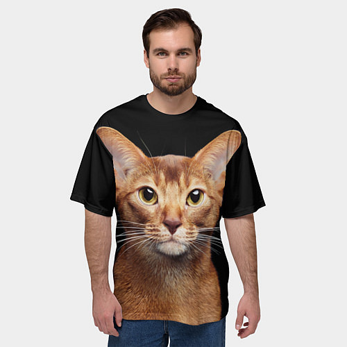 Мужская футболка оверсайз Молодая абиссинская кошечка / 3D-принт – фото 3