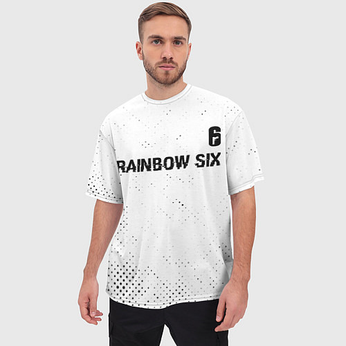 Мужская футболка оверсайз Rainbow Six glitch на светлом фоне: символ сверху / 3D-принт – фото 3