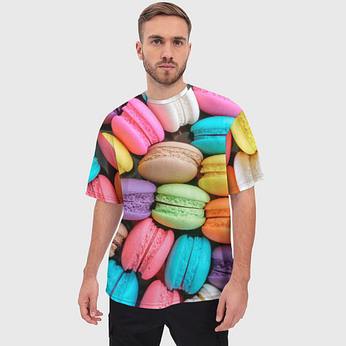 Мужская футболка оверсайз Цветные Макаруны / 3D-принт – фото 3