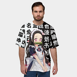 Футболка оверсайз мужская Незуко горничная - Клинок рассекающий демонов, цвет: 3D-принт — фото 2