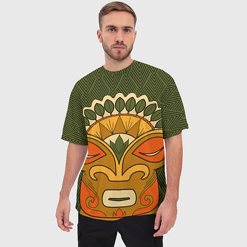 Мужская футболка оверсайз Polynesian tiki HUMBLE / 3D-принт – фото 3