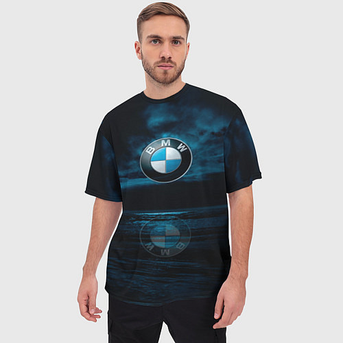 Мужская футболка оверсайз BMW marine theme / 3D-принт – фото 3