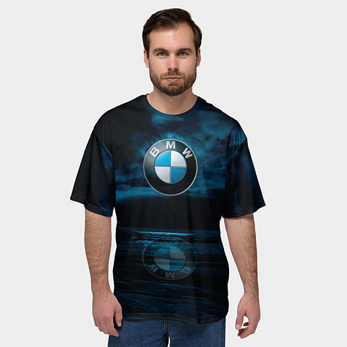 Мужская футболка оверсайз BMW marine theme / 3D-принт – фото 3