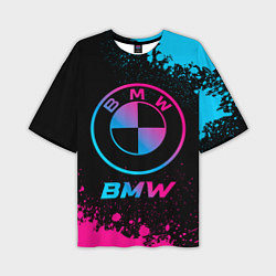 Футболка оверсайз мужская BMW - neon gradient, цвет: 3D-принт