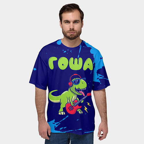 Мужская футболка оверсайз Гоша рокозавр / 3D-принт – фото 3