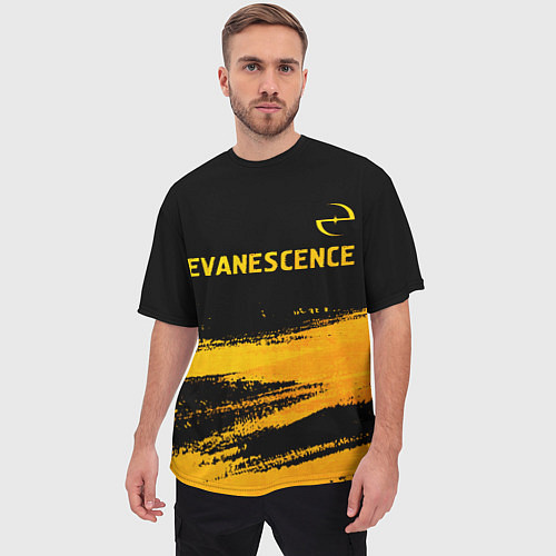 Мужская футболка оверсайз Evanescence - gold gradient: символ сверху / 3D-принт – фото 3