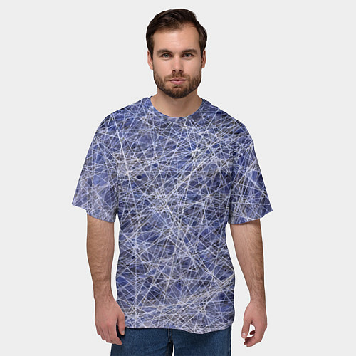 Мужская футболка оверсайз Паттерн из хаотичных линий - экспрессия / 3D-принт – фото 3