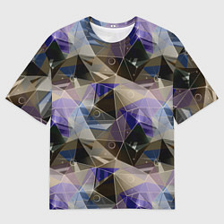 Мужская футболка оверсайз Полигональный абстрактный: бежевый, коричневый, си
