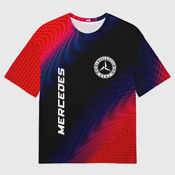 Футболка оверсайз мужская Mercedes красный карбон, цвет: 3D-принт