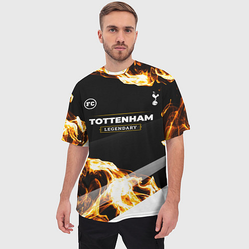 Мужская футболка оверсайз Tottenham legendary sport fire / 3D-принт – фото 3
