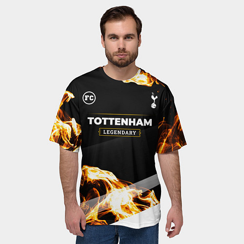 Мужская футболка оверсайз Tottenham legendary sport fire / 3D-принт – фото 3