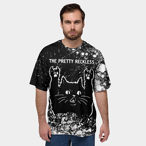 Мужская футболка оверсайз Группа The Pretty Reckless и рок кот / 3D-принт – фото 3