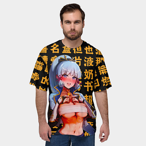 Мужская футболка оверсайз Камисато Аяка - Геншин Импакт / 3D-принт – фото 3
