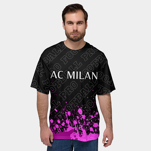 Мужская футболка оверсайз AC Milan pro football: символ сверху / 3D-принт – фото 3