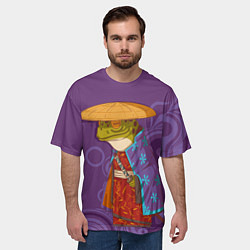 Футболка оверсайз мужская Лягуха-самурай на фиолетовом фоне, цвет: 3D-принт — фото 2