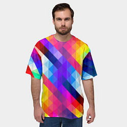 Футболка оверсайз мужская Яркие квадраты, цвет: 3D-принт — фото 2