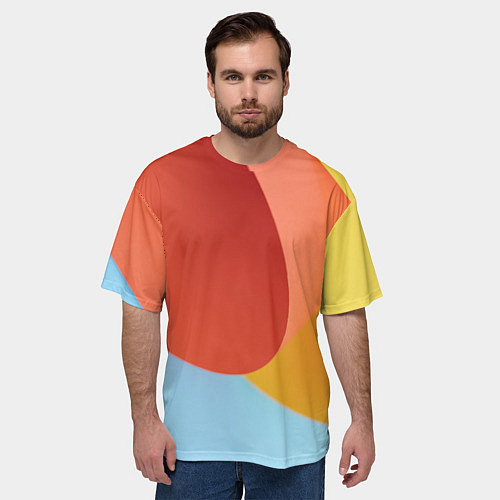 Мужская футболка оверсайз Абстрактные разноцветные листы / 3D-принт – фото 3