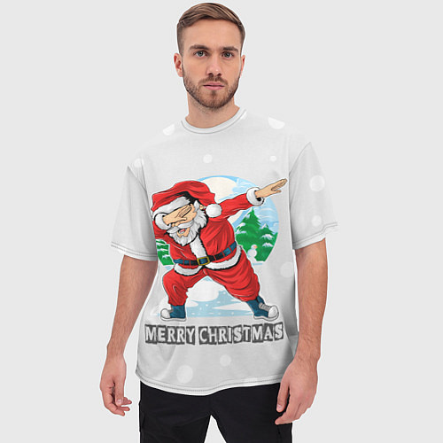 Мужская футболка оверсайз Dab Santa Merry Christmas / 3D-принт – фото 3