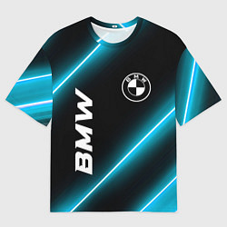 Футболка оверсайз мужская BMW неоновые лампы, цвет: 3D-принт